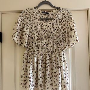 White and Pink Flowered Top